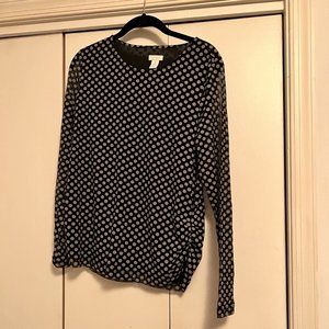 NWOT! Chico's, Black and White Polka Dot Blouse, Sheer Sleeves